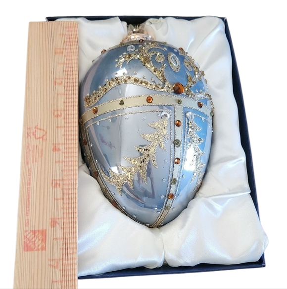 Elegant Blue and Gold Holiday Ornament - Picture 2 of 2